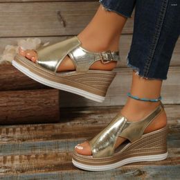 Dress Shoes Wedges Sandalen 2024 Zomer Fashion Ladies Peep Toe High Heel Casual Platform Beach