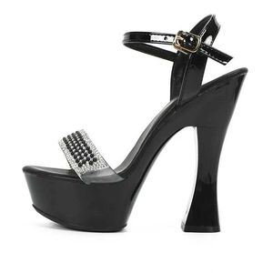 Dress Shoes Dames Fashion High Heel Rhinestone Pearl Solid Color Chunky Sandals 10365 Series 14 cm 4cm platform LFD H240425