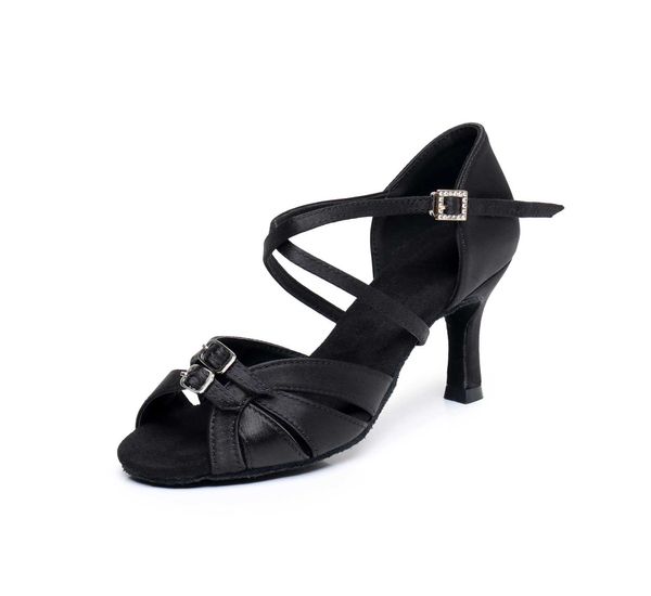 Zapatos de vestir para mujer baile latino marrón negro salón de baile jazz salsa ajustable moderno tango tacones altos suela suave 5 / 7cmA122 H240321