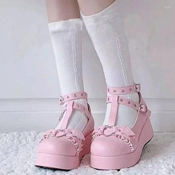 Chaussures habillées Femmes Plate-forme 2023 Dames Lolita Talons épais Mignon JK Rétro Harajuku Plus Taille 43 Punk Zapatos De Mujer