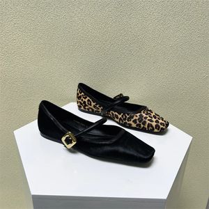 Geklede schoenen Damesschoenen in de herfst met luipaardprint vierkante neus plat ondiep gesneden single modieus en veelzijdig voor 231019