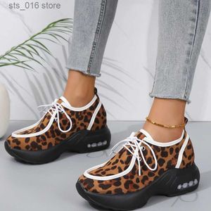 Geklede Schoenen Dames Sneakers 2023 Nieuwe Lente Dikke Zolen Wedge Sneakers Luipaard Print Dikke Zolen Casual Dames Comfortabele Schoenen Met Zachte Zolen T230826