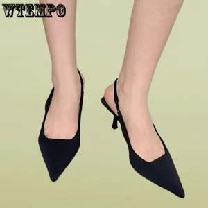 Robe chaussures Wtempo femmes été bout pointu talon talons hauts dos sandales vides vert femmes en gros goutte