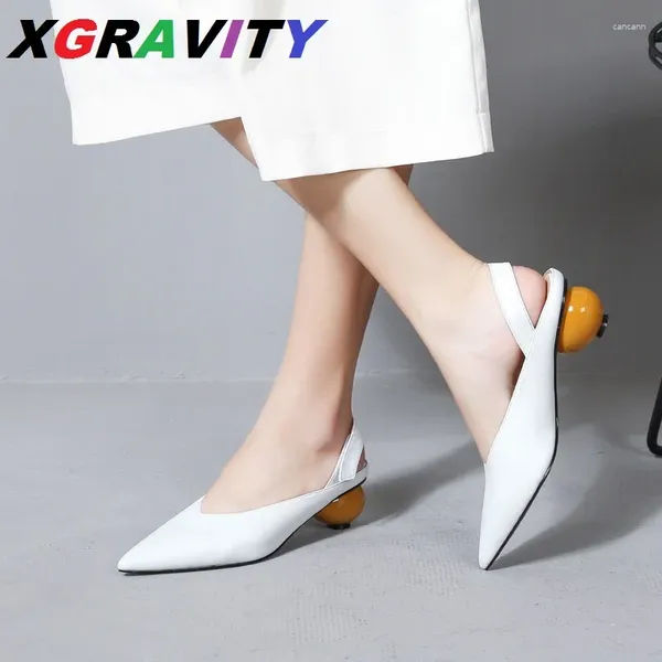 Robe chaussures xgravity 2024 v design femmes mode bout pointu chaussure dames été sandales à talons hauts talons anormaux a088