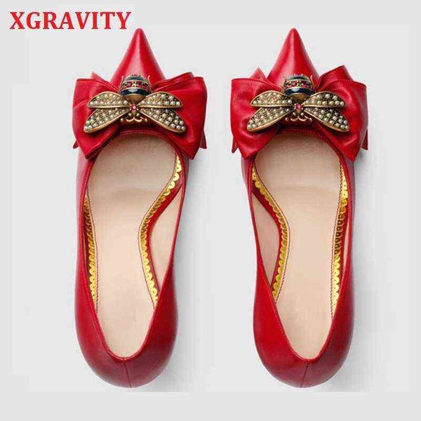 Zapatos de vestir XGRAVITY Thin Sexy Heel Design Popular Bee Designer Charming Bridal Woman Girl Lady Point Toe A130 220303