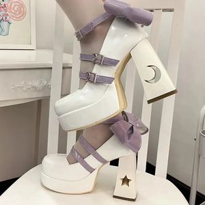 Jurk Schoenen Y2k Chunky Platform Hoge Hakken Pumps Vrouwen Lente Punk Dikke Hak Mary Jane Lolita Schoenen Vrouw Lakleer cosplay Schoenen 231116