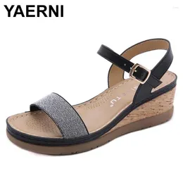 Kleding schoenen yaerni wedge met vrouwelijke sandalen vis mondgesplit platte bodem platform zomer dames sandalias de las mujeres