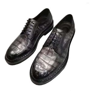 Chaussures habillées Yingshang Arrivée Hommes Chaussure Formelle Crocodile Cuir Ventre Gris