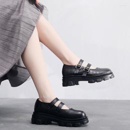 Dress Shoes Yoursason Ladies Platform Heel Spring herfst 2023 Echte lederen handgemaakte vrouwen Vintage Buckle -riempompen