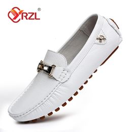 Chaussures habillées YRZL mocassins hommes chaussures en cuir faites à la main chaussures de conduite décontractées chaussures à enfiler mocassins chaussures de bateau noirblanc bleu grande taille 3748 230225