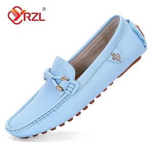 Chaussures habillées YRZL mocassins hommes chaussures en cuir faites à la main noir décontracté conduite appartements bleu mocassins à enfiler hommes chaussures grande taille 47 48 230324