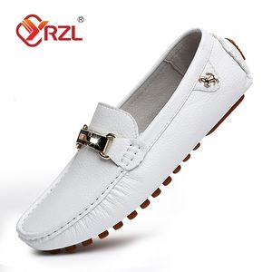 Geklede schoenen YRZL Loafers Heren Handgemaakt leer Casual Rijden Flats Instappers Mocassins Boot Zwartwitblauw Grote maten 37-48 230201 GAI GAI GAI