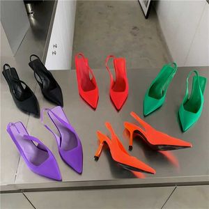 Chaussures habillées Za Femme Summer 9cm Sandales à talons de haut Fétichisme mince Sling Purple Green Mule Copy Designer H240403