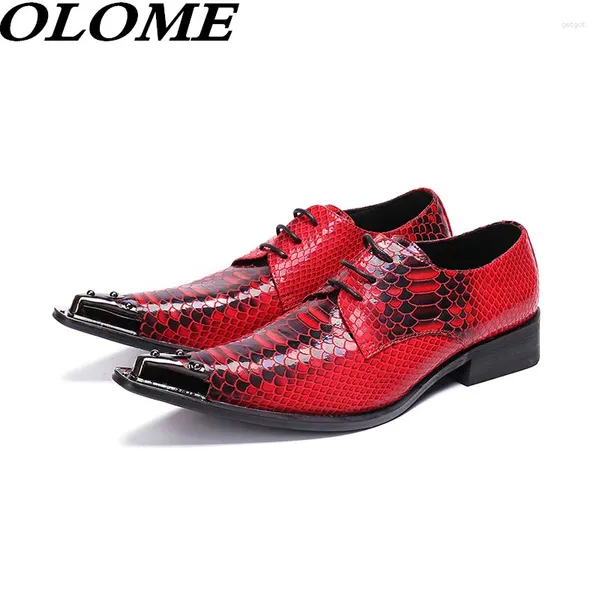 Chaussures habillées zapatilla hombre classique italien brevet en cuir de serpent en cuir oxford rouge pour hommes pantoufles de fumer en acier
