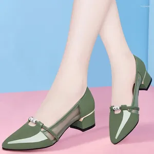 Jurk Schoenen Zapato Negro Tacon Vrouwen Leuke Zoete Hoge Kwaliteit Groene Slip Op Hak Pompen Voor Party Dames Casual Comfort 2024
