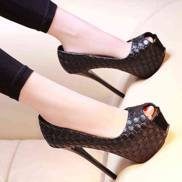 Chaussures habillées Zapatos punto marca lujo para mujer zapatos tac￳n alto tejido a cuadros con cu￱as de plataforma 220315