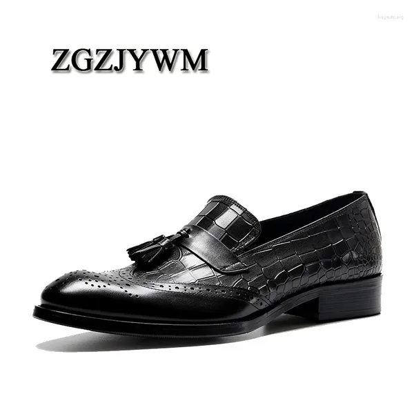 Chaussures habillées zgzjywm hommes authentique motif de crocodile en cuir noir / rouge à lacets