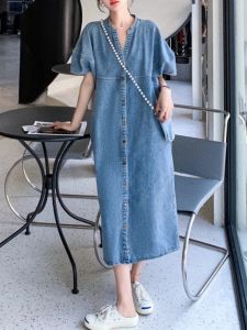 Robe d'été en Denim bleu pour femmes, Vintage, mode féminine, vêtements décontractés coréens, 2023