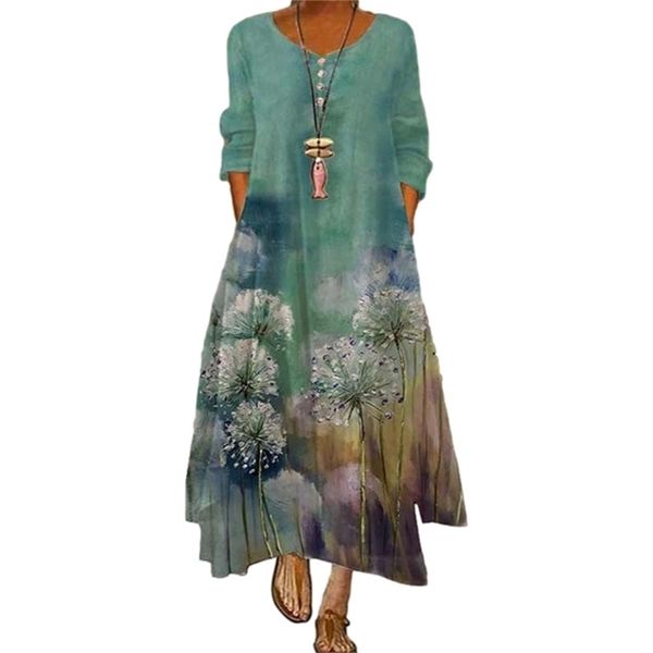 Robe d'été style européen et américain mode imprimée robe à manches longues femme ins tendance en ligne B060 210806