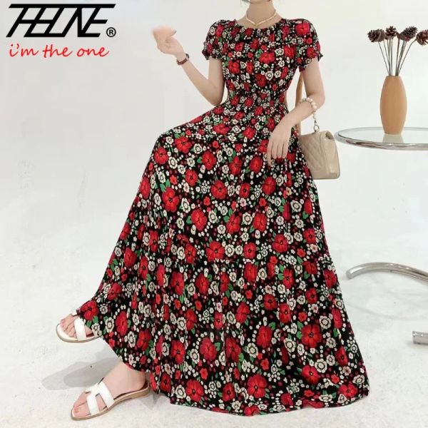 Robe Robes Robe Maxi Longue Robe Sexy Femmes Été Vêtements Indiens Bohème Coton Imprimé Floral Boho Coréen Mode Style Casual