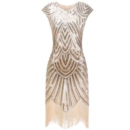 Jurk Vintage Jaren 1920 Flapper Great Gatsby Jurk Oneck Cap Mouw Pailletten Fringe Party Midi Jurk Vestidos Verano 2019 Zomerjurk