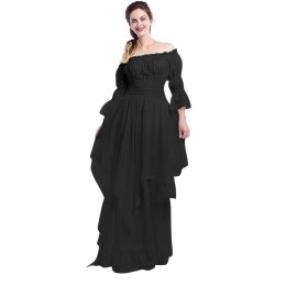 Jurk Vintage Victoriaanse Middeleeuwse Jurk Pofmouw Off-Shoulder Jurk Kostuum Voor Vrouwen Solide Cosplay Prom Prinses Jurk Gotische Jurk