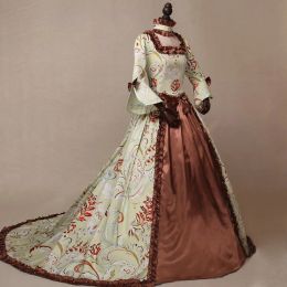 Robe Wepbel Flora robes imprimées cour robe de soirée rétro grande taille à manches longues élégantes manches évasées robe de soirée médiévale Victoria