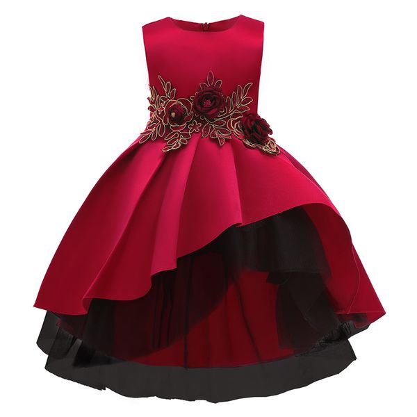 Vestido al por mayor Europa y los Estados Unidos Preciosa Primavera Otoño Noche Ropa para niños Princesa bordada Falda Piano Rendimiento Cola de pescado