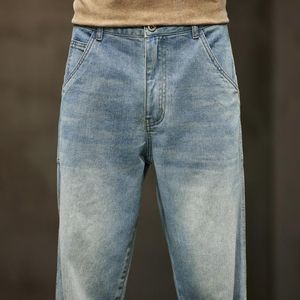 Habillage de jambes larges jeans hommes pantalons baggy été coupe droite lâche rétro bleu pantalon streetwear poches de mode