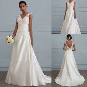 Robe Femmes Mode Mariage Occidental En Mousseline De Soie Sexy Dentelle Dos Ouvert Creux Transparent Sling Col Bas Robe De Grande Taille Robe De Mariée