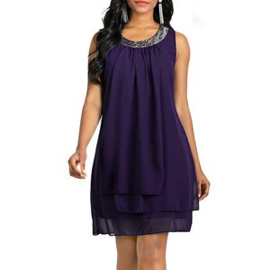 Vestidos Mujer Vestido de cambio Vestido hasta la Rodilla Sin Mangas Color sólido Multi capa Primavera Verano Tallas Grandes caliente 2022 Negro Morado Azul Marino