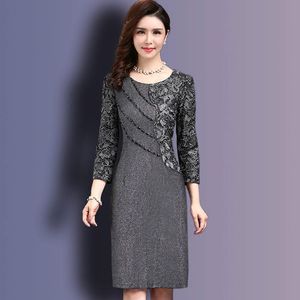 Robe femme robe sexy 2022 automne élégante femmes hiver 3/4 manche du genou vintage ol work porter bodycon lace en dentelle robes 4xl