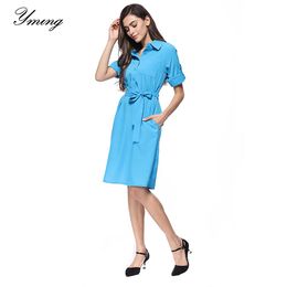 Robe yming women bodycon robe élégante robes dames with ceinture office aline mi-manches vestidos midi fête robe de fête