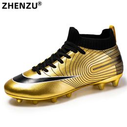 Vestido Zhenzu Men Botas Profesionales Niños Fútbol Fútbol TF AG Zapatos de fútbol dorado Cintas Sports Size 30-44 231116