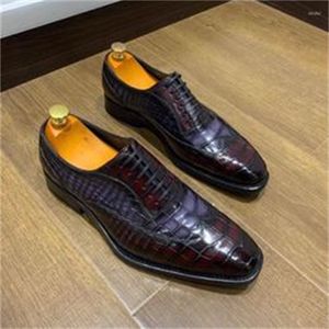 Dressa chaussures Lanamanxiniua peau de crocodile semelle en cuir travail manuel aTrue hommes Formaal Wenadding
