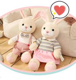 Couples habillés poupée lapin en peluche petite poupée de lapin blanc mignonne fille pour enfants poupée de poupée de sommeil
