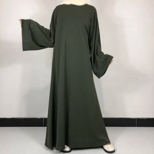 Jurken 15 kleuren Basic Plain Nida Abaya met gratis riem Hoge kwaliteit moslimvrouwen Bescheiden eenvoudige jurk Eid Ramadan Islamitische kleding