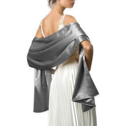 Jurken 16 kleuren zijn schouders op voor vrouwen avond cape jurk wraps sjaals 240*70 cm satijn lang formeel trouwfeest prom wraps dames bolero