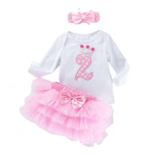 Robes 2 ans Robes d'anniversaire Baby Girl Clothes 2nd Toddler Birthday Ording Ording New Year Tenues d'été Robes de bal Robes pour bébé filles