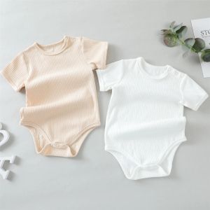 Robes 2022 Baby Summer Rompers Couleur blanche Baby Jumps Contanes à manches courtes Bodys de bébé