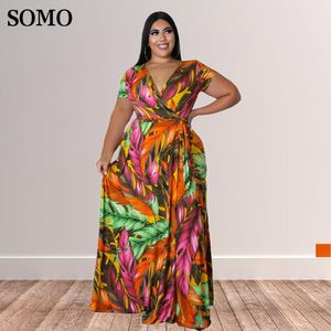 Robes 2022 Summer Bohemian imprimé plus de taille pour femmes Vêtements décontractés Maxi Longes robes sexy