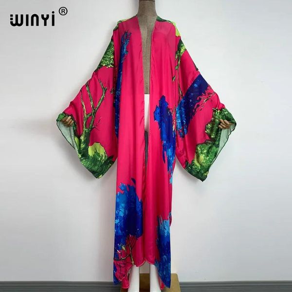 Robes 2022 Winyi Afica Boho Imprimer Robe longue Bikini Wrap Coverups Femmes Vêtements d'été Vêtements de plage Maillot de bain Cover Up Kaftan Kimono