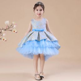 Vestidos 2023 Elegant Girl Trailing Wedding Vestido para niñas Bordado de bordado Prom Ball Vestida Lace Princesa Flower Vestido Vestidos para niños