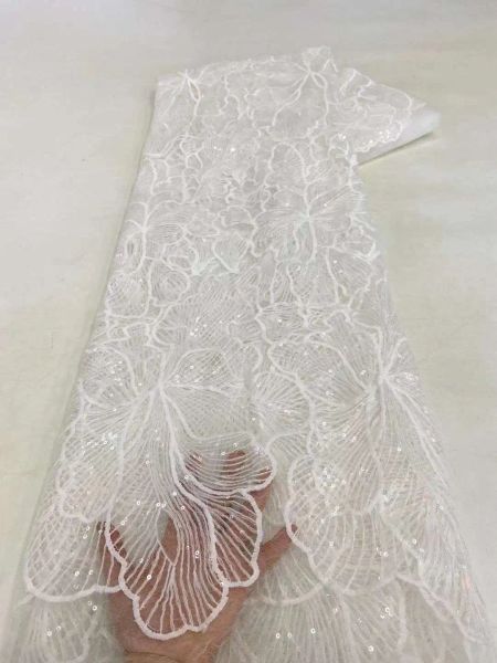 Robes 2023 Vente chaude paillettes africaines tissu en dentelle de dentelle de haute qualité tissu de dentelle française tissus en dentelle nigériane pour coudre de robe de mariée