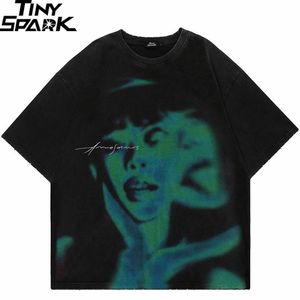 Jurken 2023 Mannen T-shirt Streetwear Hip Hop Oversized T-shirt Soulmate Shadow Grafische T-shirt Verontruste Haruku Ripped Tops Tees katoen