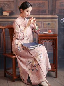 Robes 2023 Nouveau tempérament d'arrivée mode chinois style printemps été robe d'été mince coton doux lin imprimé floral femme robe décontractée