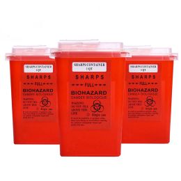 Robes 3 pièces boîte à déchets rouge 1l conteneur d'aiguille pointue en plastique fournitures médicales conteneurs d'élimination pour accessoires de pointes d'aiguille de tatouage