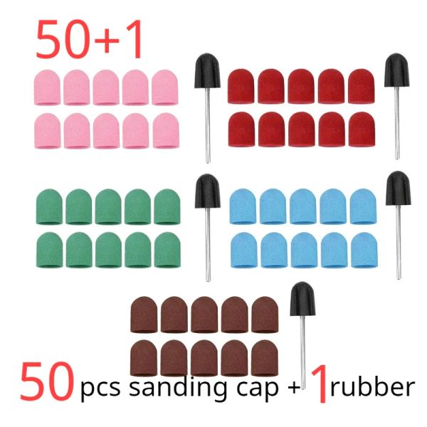Robes 50pcs 13 * 19 mm Couvercle de ponçage rose bleu rotatif Bit de perceuse à ongles électriques rotatifs pour la manucure Accessoire de perceuse de pédicure