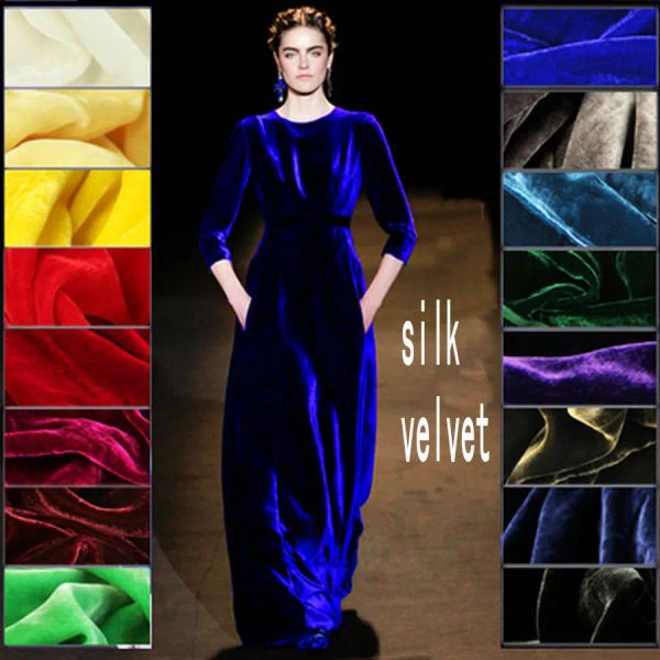 Robes 53color en gros de la mode de haute qualité Fabet de velours de soie pour robe