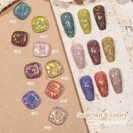 Robes 9Colors / ensembles brillant brillant gel d'ongle en diamant ambre